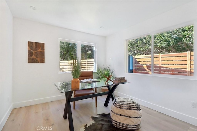 home office featuring light wood-type flooring