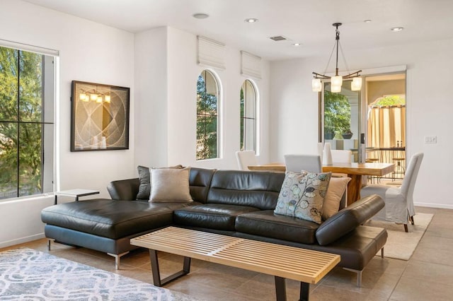 view of tiled living room