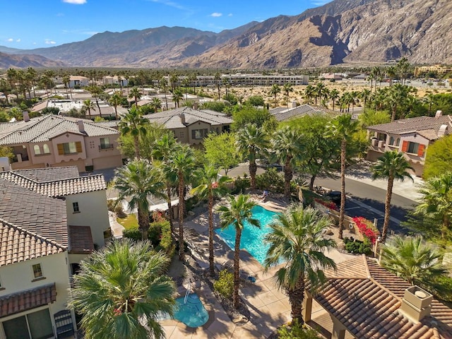 aerial view with a mountain view