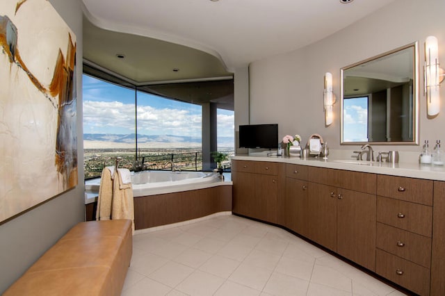 bathroom featuring a bathing tub and vanity