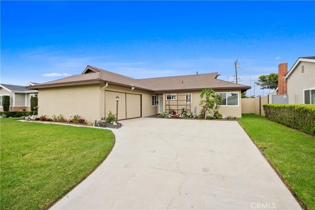 ranch-style house with a front lawn