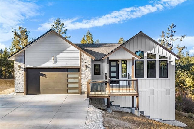 view of front of property with a garage