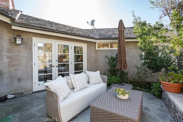 view of patio / terrace featuring outdoor lounge area and french doors