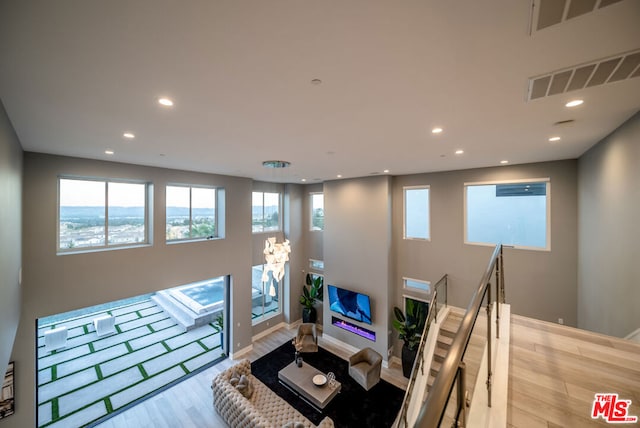 living room with light wood-type flooring