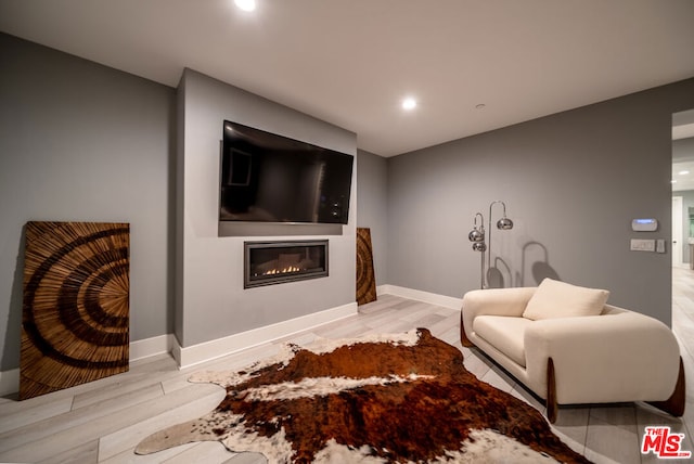 living room with light hardwood / wood-style floors