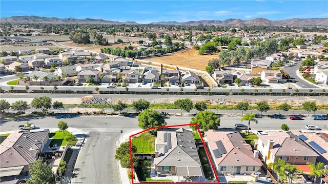 bird's eye view with a mountain view