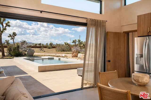 interior space featuring a hot tub