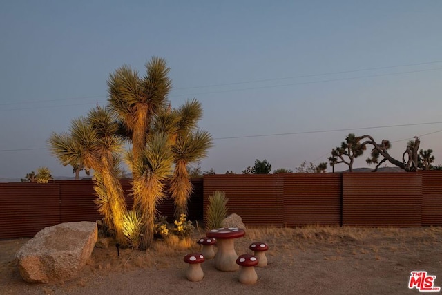 view of yard at dusk