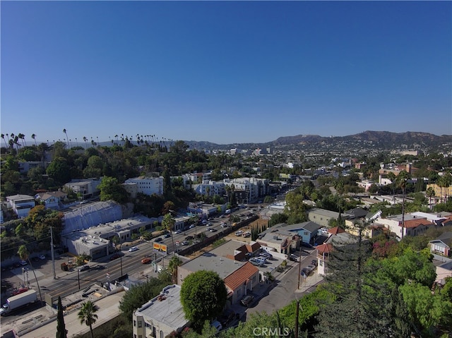 bird's eye view with a mountain view