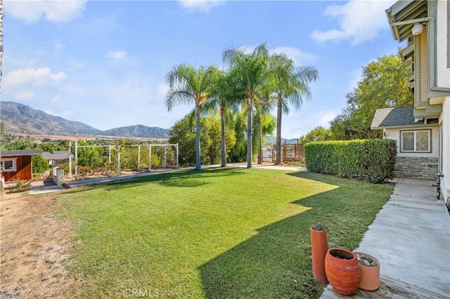 view of yard featuring a mountain view