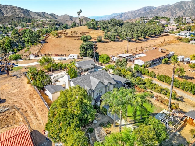 bird's eye view with a mountain view