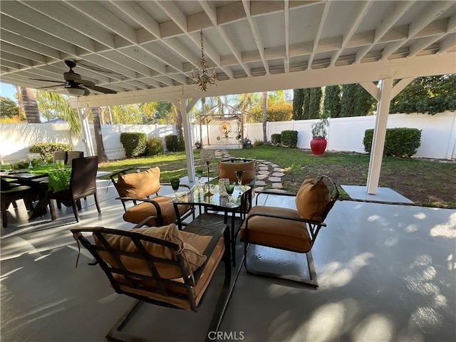 view of patio / terrace with ceiling fan