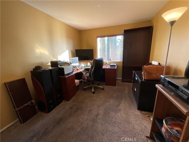 view of carpeted home office