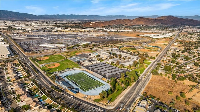 aerial view with a mountain view