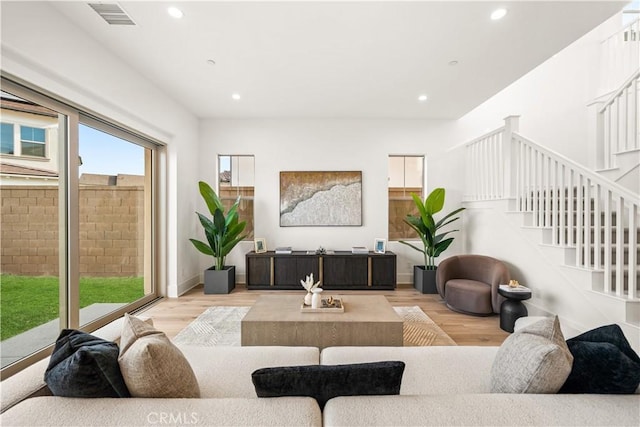 living room featuring light hardwood / wood-style floors