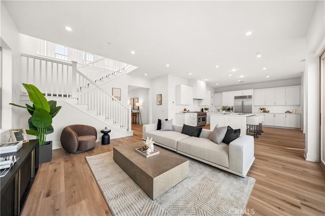 living room featuring light wood-type flooring