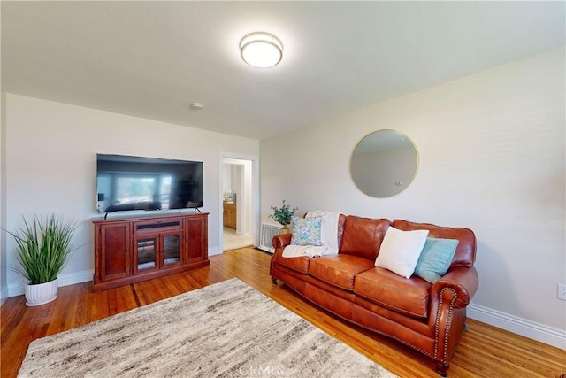 living room with hardwood / wood-style flooring