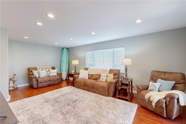 living room featuring light hardwood / wood-style flooring