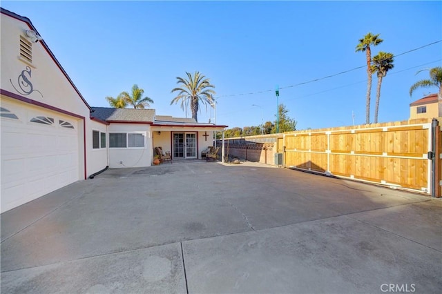 exterior space with a garage