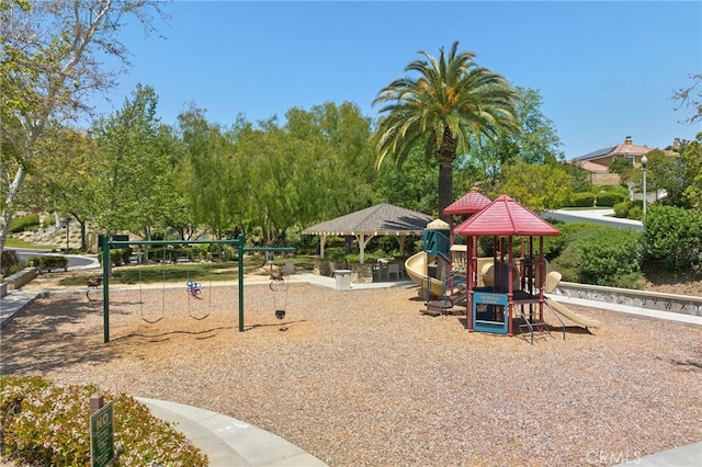 view of jungle gym with a gazebo