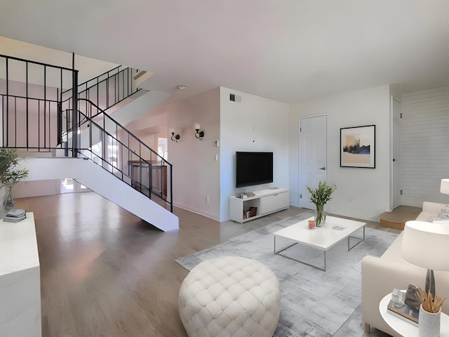 living room featuring light hardwood / wood-style flooring