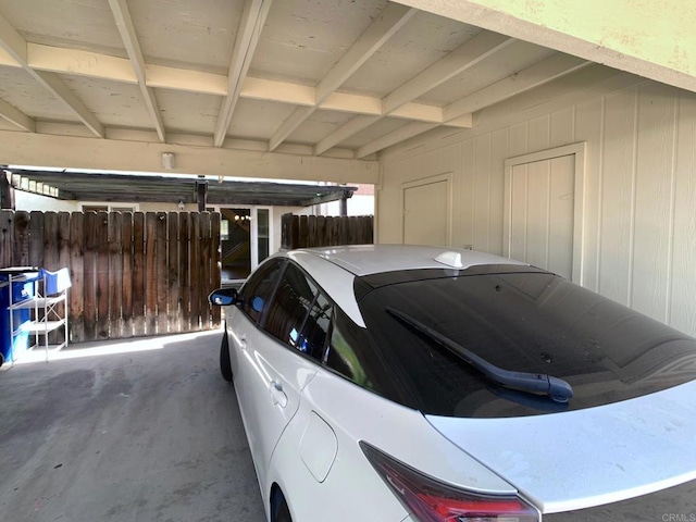 garage with a carport