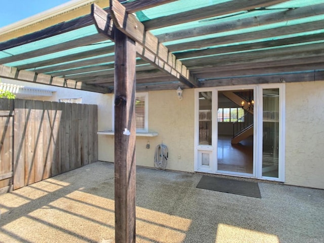 view of patio featuring a pergola