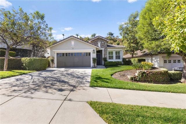 single story home with a garage