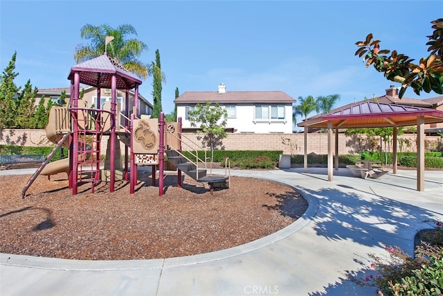 view of jungle gym featuring a gazebo