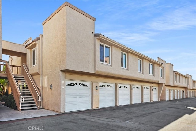 exterior space with a garage