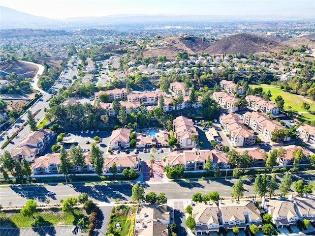 drone / aerial view with a mountain view