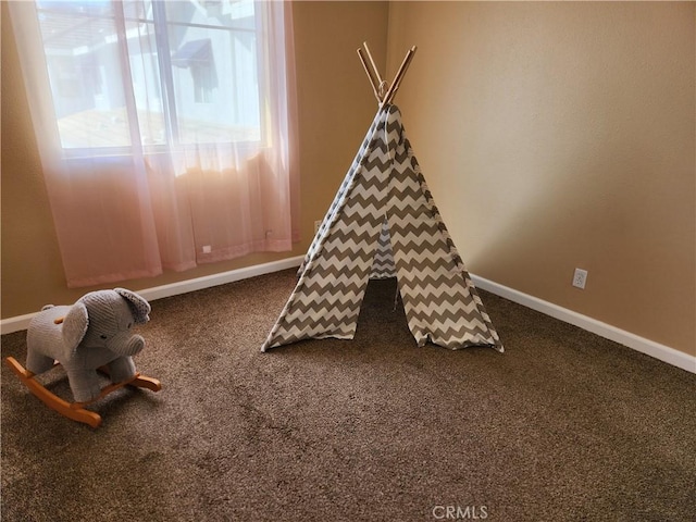 recreation room with carpet