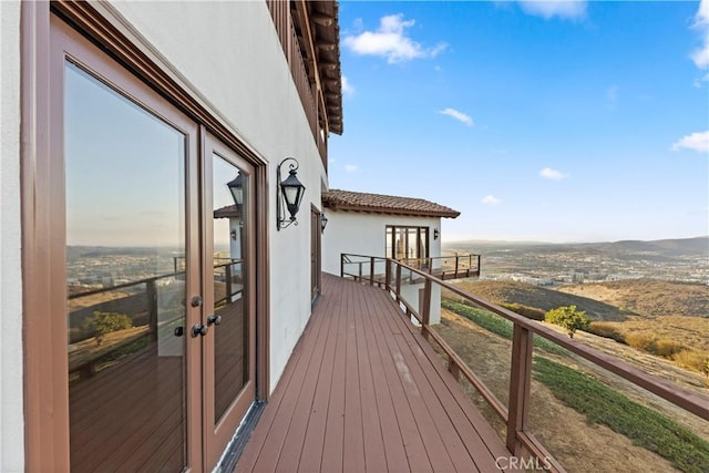 wooden terrace with french doors