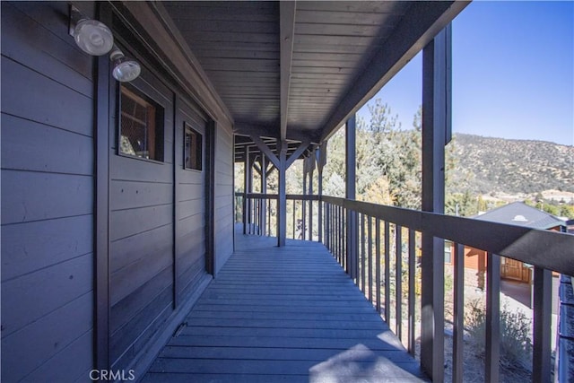 deck with a mountain view