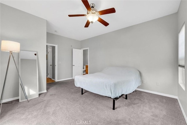 bedroom with carpet floors and ceiling fan