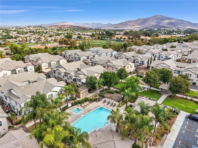 aerial view with a mountain view