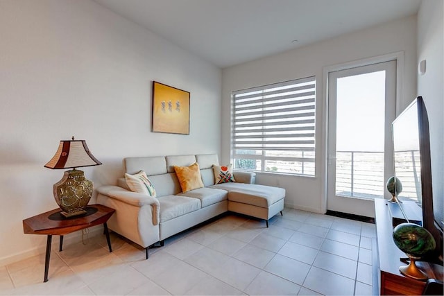 view of tiled living room