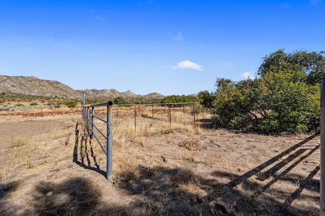 view of yard featuring a rural view and a mountain view