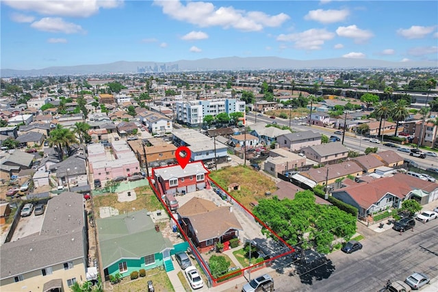 aerial view with a mountain view