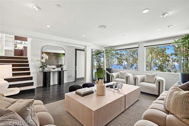 living room with light wood-type flooring