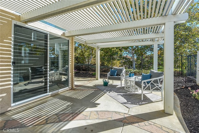 view of patio / terrace featuring a pergola