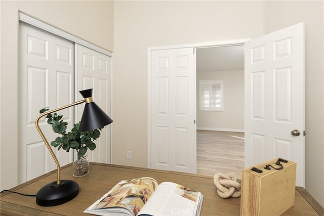 interior space with light hardwood / wood-style flooring