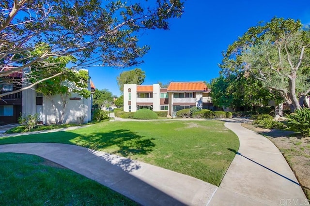 view of community featuring a lawn