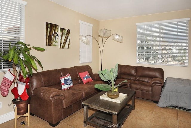 view of tiled living room