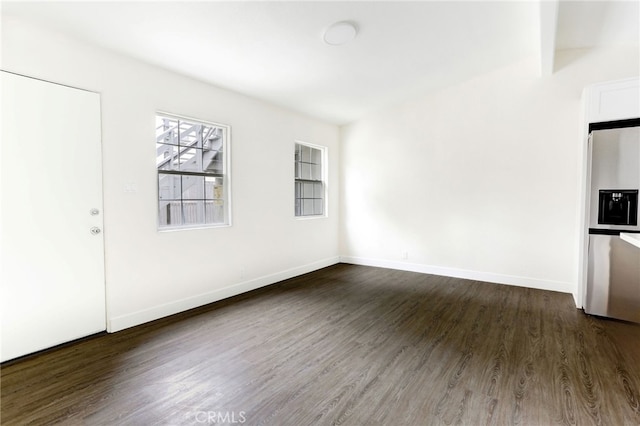 interior space with dark wood-type flooring