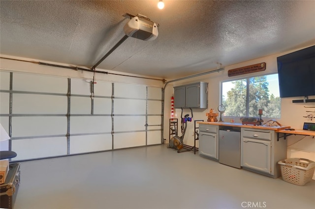 garage with a garage door opener