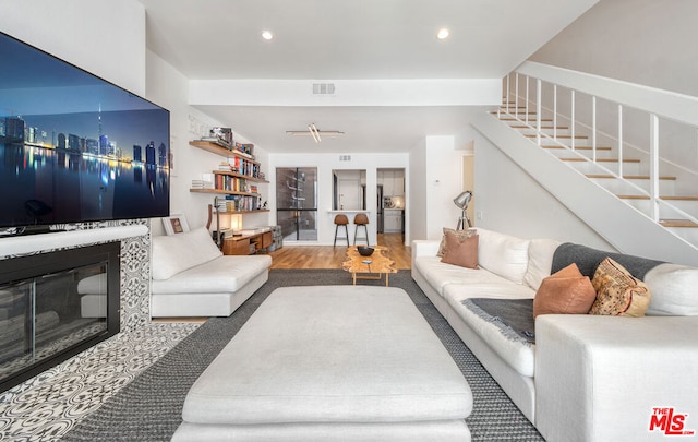 living room featuring hardwood / wood-style floors