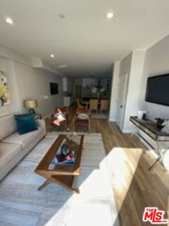 living room featuring light wood-type flooring