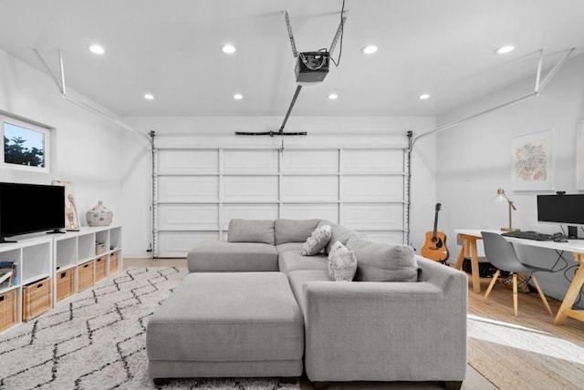 living room with light hardwood / wood-style floors