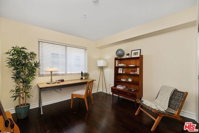 office with wood-type flooring